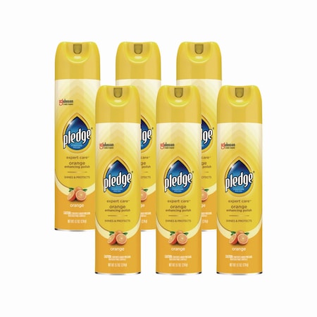 Pledge Furniture Polish, Orange, 9.7 oz Aerosol Spray, 6PK 100-46500026673